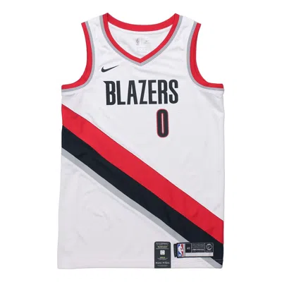 NIKE DAMIAN LILLARD TRAIL BLAZERS ASSOCIATION EDITION NIKE NBA SWINGMAN JERSEY 'WHITE RED BLACK'