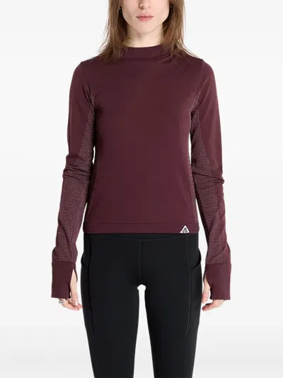 Nike Women S Acg Delta River Baselayer Longsleeve Top Burgundy Crush In Multicolor