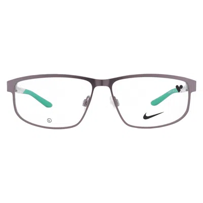 Nike Demo Rectangular Men's Eyeglasses  8157 070 56 In Metallic