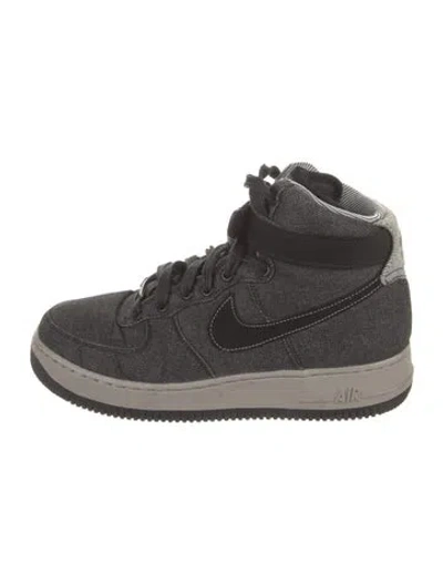 Pre-owned Nike Denim Embroidered Accent Athletic Sneakers In Black