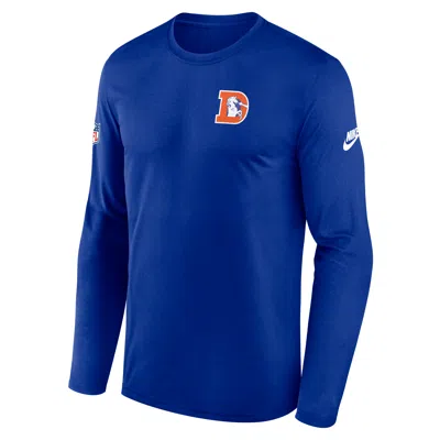 Nike Royal Denver Broncos Legend Small Logo Performance Long Sleeve T-shirt In Blue