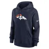 Nike Navy Denver Broncos Club Fleece Pullover Hoodie In Blue