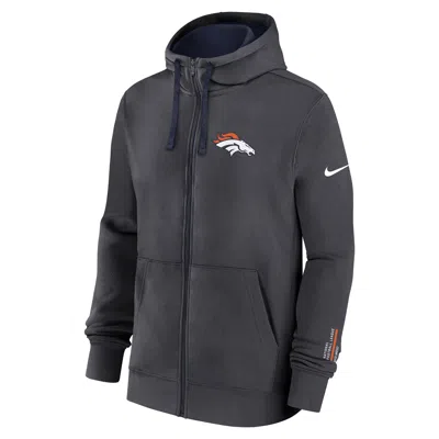 Nike Denver Broncos Playbook Page Club  Men's Nfl Full-zip Hoodie In Black