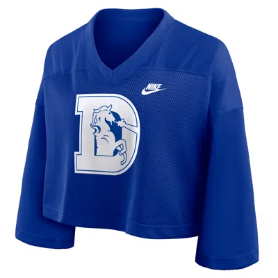 Nike Denver Broncos Rewind Fashion  Women's Dri-fit Nfl Cropped Jersey In Blue