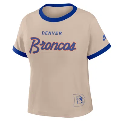 Nike Denver Broncos Rewind Ringer Mod  Women's Nfl Cropped T-shirt In Brown