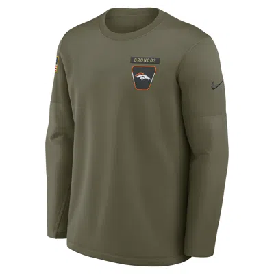 Nike Denver Broncos Salute To Service Sideline Triumphant Win Coach  Men's Nfl Pullover Crew In Green