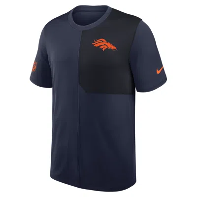 Nike Navy Denver Broncos Sideline Uv Performance Coach Shirt In Blue