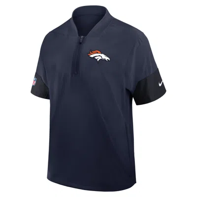 Nike Denver Broncos Sideline Coach  Men's Nfl 1/2-zip Short-sleeve Hooded Jacket In Blue