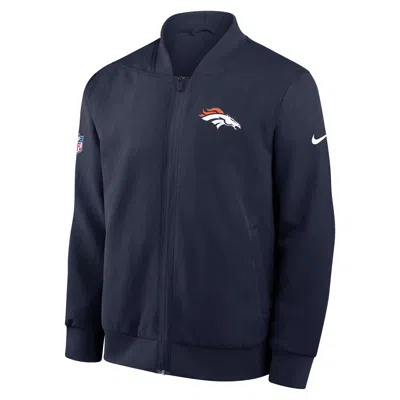 Nike Denver Broncos Sideline  Men's Nfl Full-zip Bomber Jacket In Blue