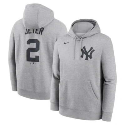Nike Derek Jeter Heather Gray New York Yankees Player Name & Number Club Fleece Pullover Hoodie