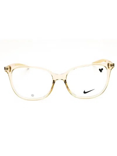 Nike Designer Rectangular Women's Eyeglasses In Gold