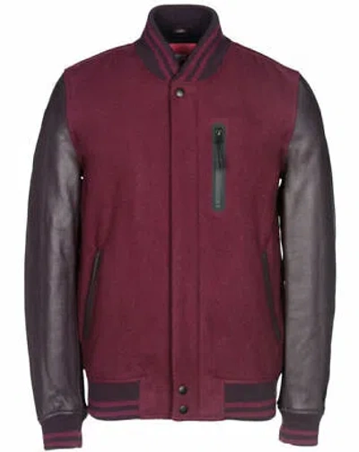 Pre-owned Nike Destroyer Leather Wool Jacket Red & Black Jacket 545942 625 S