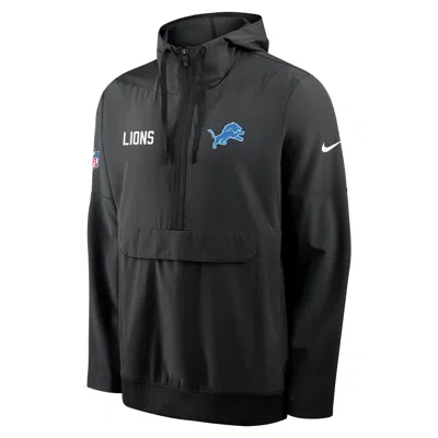 Nike Detroit Lions Alt Option Route Anorak  Men's Nfl 1/2-zip Hooded Jacket In Black