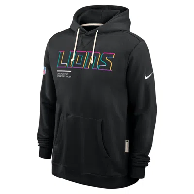 Nike Detroit Lions Crucial Catch Sideline  Men's Dri-fit Nfl Pullover Hoodie In Black