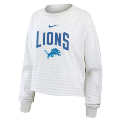 Nike Detroit Lions Primetime  Women's Cropped Long-sleeve T-shirt In White
