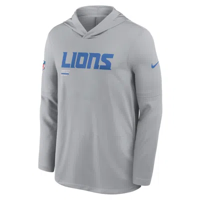 Nike Detroit Lions Pure Fury Sideline  Men's Dri-fit Nfl Long-sleeve Hooded Top In Gray