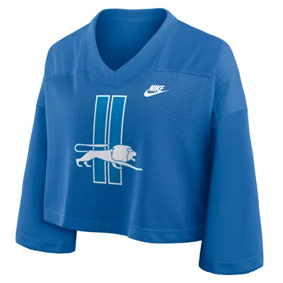 Nike Detroit Lions Rewind Fashion  Women's Dri-fit Nfl Cropped Jersey In Blue