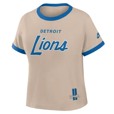 Nike Detroit Lions Rewind Ringer Mod  Women's Nfl Cropped T-shirt In Brown