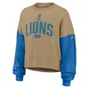 Nike Tan Detroit Lions Oversized Rewind Pullover Sweatshirt In Brown