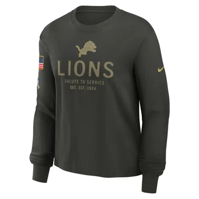 Nike Detroit Lions Salute To Service Sideline  Women's Dri-fit Nfl Long-sleeve T-shirt In Brown