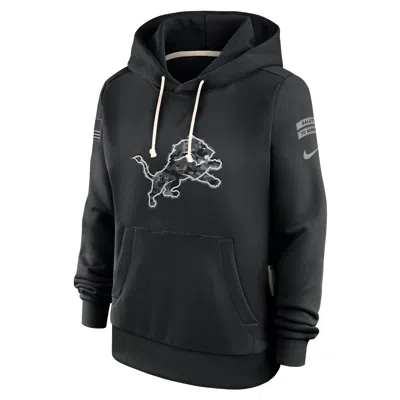 Nike Detroit Lions Salute To Service Sideline  Women's Dri-fit Nfl Pullover Hoodie In Black