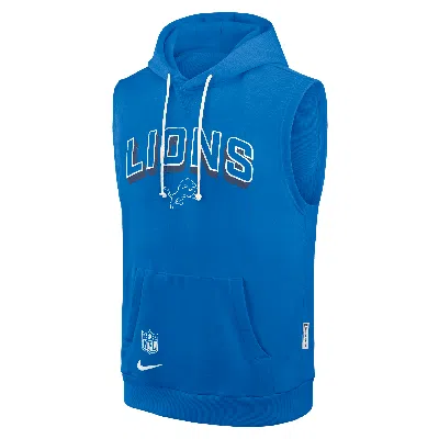 Nike Detroit Lions Sideline  Men's Dri-fit Nfl Sleeveless Pullover Hoodie