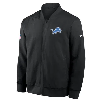 Nike Detroit Lions Sideline  Men's Nfl Full-zip Bomber Jacket In Black