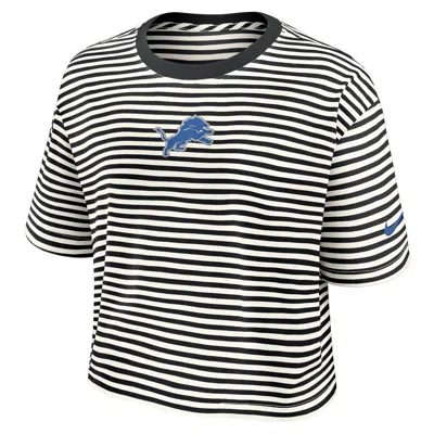 Nike Detroit Lions Striped  Women's Mlb Cropped T-shirt In White