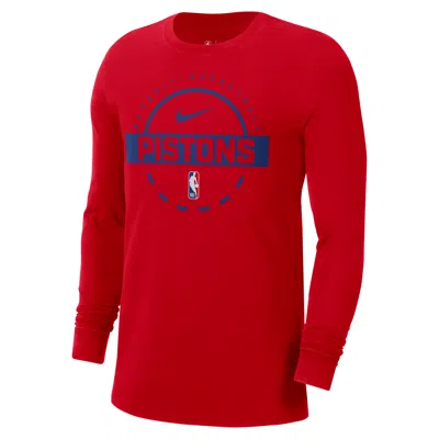 Nike Detroit Pistons  Men's Nba Practice Long-sleeve T-shirt In Red