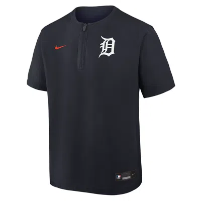 Nike Detroit Tigers Authentic Collection  Men's Dri-fit Mlb 1/4-zip Short-sleeve Windshirt In Black