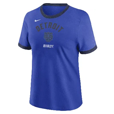 Nike Detroit Tigers City Connect  Women's Mlb Ringer T-shirt In Blue