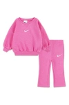 Nike Diamond Jacquard Sweater & Flared Pants Set In Pink