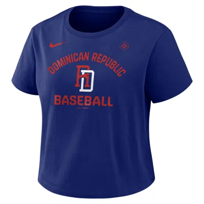Nike Royal Dominican Republic Baseball 2026 World Baseball Classic Mod Cropped T-shirt In Blue