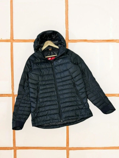 Pre-owned Nike Down Field Puffer Jacket With Hooded Streetwear In Black