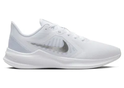 Pre-owned Nike Downshifter 10 (women's) Sneakers In White/metallic Silver In Multi