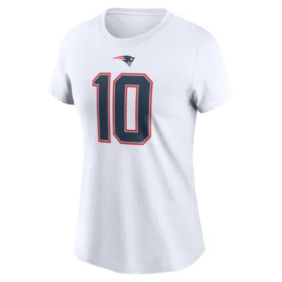 Nike Drake Maye New England Patriots  Women's Nfl T-shirt In White