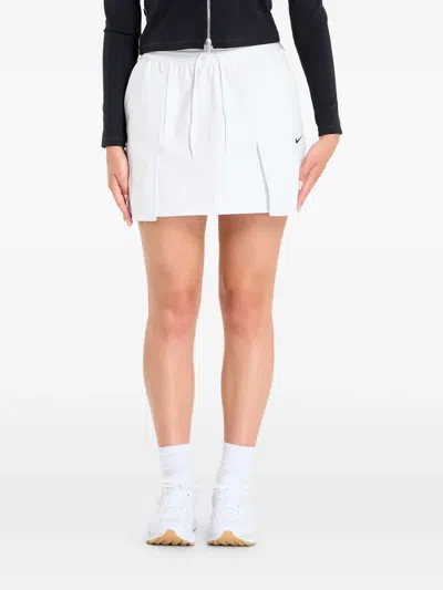 Nike Drawstring Pleated Mini Skirt In White