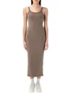 Nike Sportswear Chill Knit Tight Rib Midi Dress In Brown