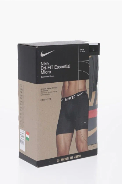 Nike Dri-fit 3 Pairs Of Boxers Set With Golden Logo In Black