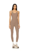 Nike Dri-fit 7/8 Bodysuit In Mink Brown & White