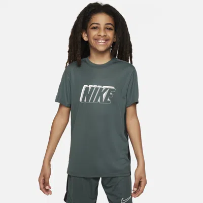 Nike Dri-fit Academy23 Big Kids' Short-sleeve Soccer Top In Green