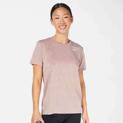Nike Dri-fit Activewear Top Womens Light Brown Relaxed Fit Crew Neck Fts460 In Pink