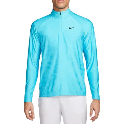 Nike Dri-fit Adv Tour Long Sleeve Golf Shirt In Baltic Blue/black
