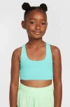 Nike One Big Kids' (girls') Long-line Sports Bra In Green Frost/white