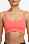 Nike Dri-fit Alate Trace Sports Bra In Magic Ember/white