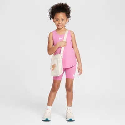 Nike Dri-fit All Day Play Little Kids' 2-piece Bike Shorts Set In Pink
