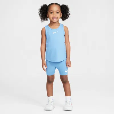 Nike Babies' Dri-fit All Day Play Toddler 2-piece Bike Shorts Set In Blue
