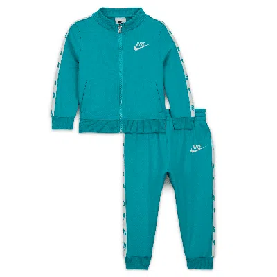 Nike Dri-fit Baby (12-) Logo Taping 2-piece Full-zip Set In Green