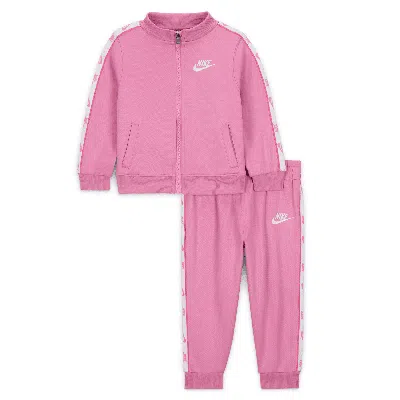 Nike Dri-fit Baby (12-) Logo Taping 2-piece Full-zip Set In Pink