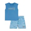 Nike Dri-fit Baby (12-) Rhythm Printed 2-piece Shorts Set In Blue